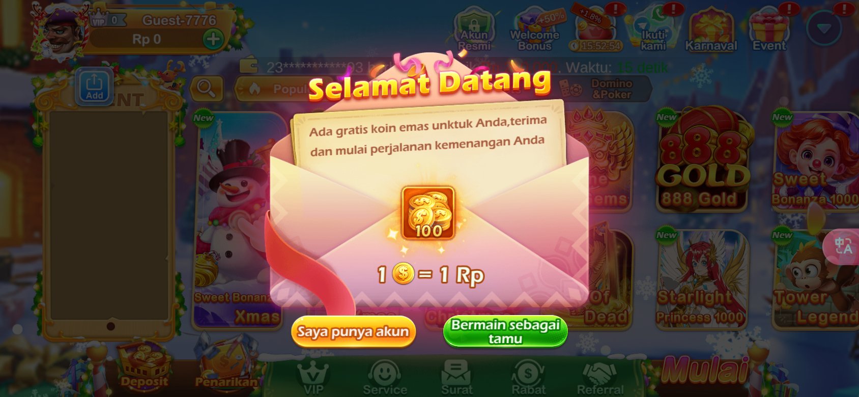 Dapatkan koin emas gratis di K3K3 2 4 2118 3 untuk pengguna baru.